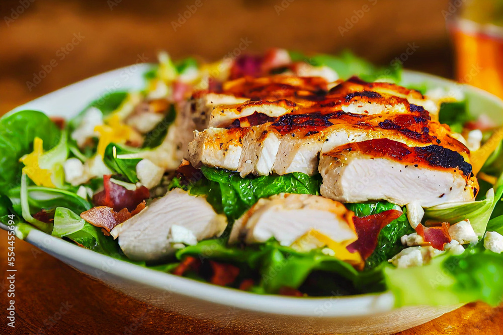 salad with chicken, generative ai illustration salad with chicken, generative ai illustration