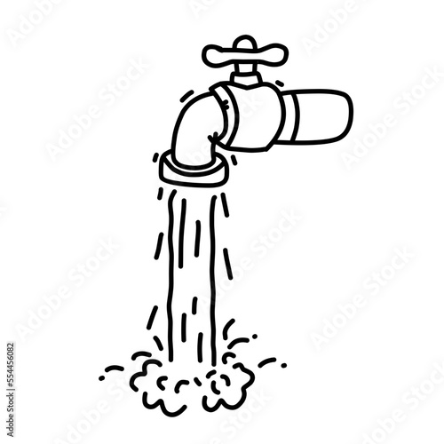 water faucet doodle hand drawn vector