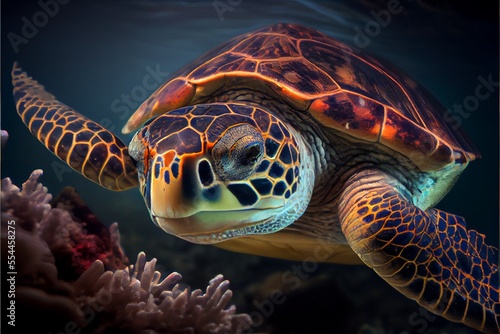 Generative AI abstract render of sea turtle