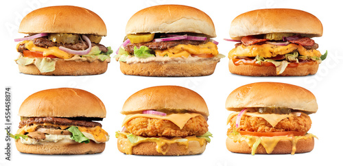 Collection of six Burgers isolated