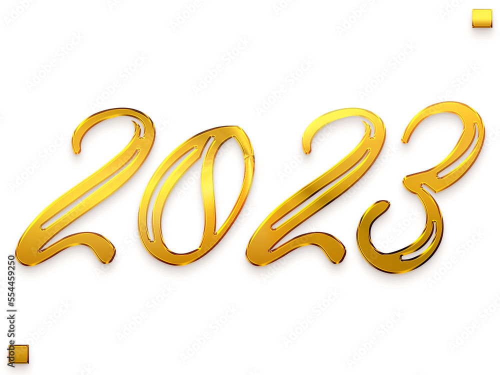 2023 Transparent PNG  Typography Golden Text
