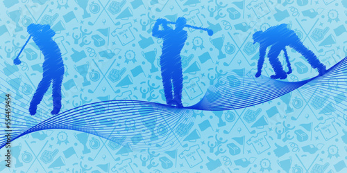 Golf abstract lines with wave design. Creative sport concept. Art vector graphic for brochures, flyers, presentations, logo, print, website, poster, banner, templates, background, social media.