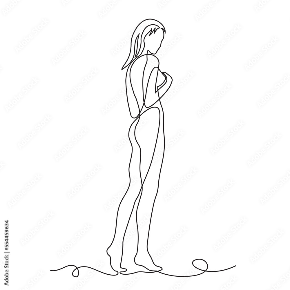 Silhouette femme en ligne continue Silhouette femme en ligne continue