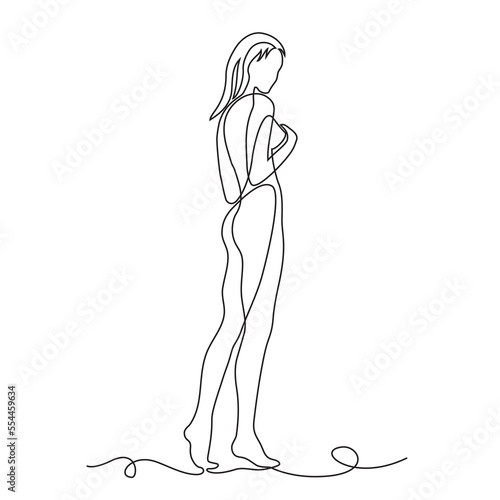 Silhouette femme en ligne continue