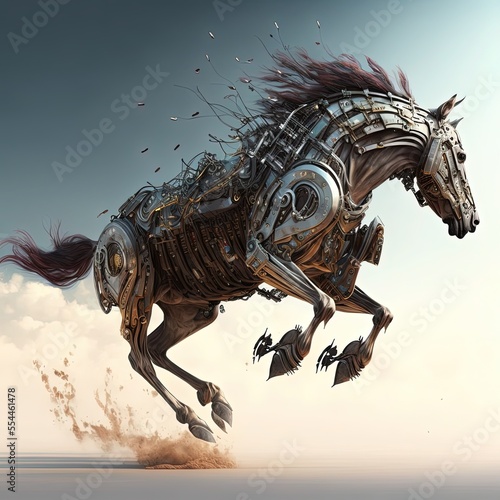 Fotografia, Obraz Robot horse, futuristic knight, mechanical robot warrior, future warrior, genera