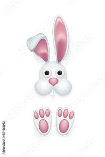 Cute little bunny character with head and feet, 3d funny spring rabbit headband for kids