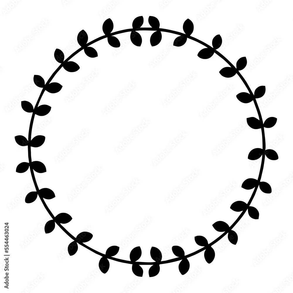 Naklejka premium Leafy Circle Monogram Frame Vintage Circle