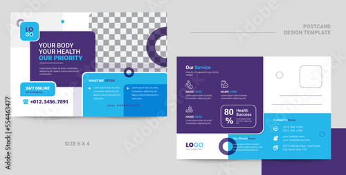New Medical postcard design template for other business purposes