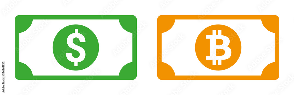 Dollar and bitcoin money or cash sign for payment, bill, exchange, website. dollar to bitcoin exchange icon isolated. Dollar and bitcoin money or cash sign for payment, bill, exchange, website. dollar to bitcoin exchange icon isolated.