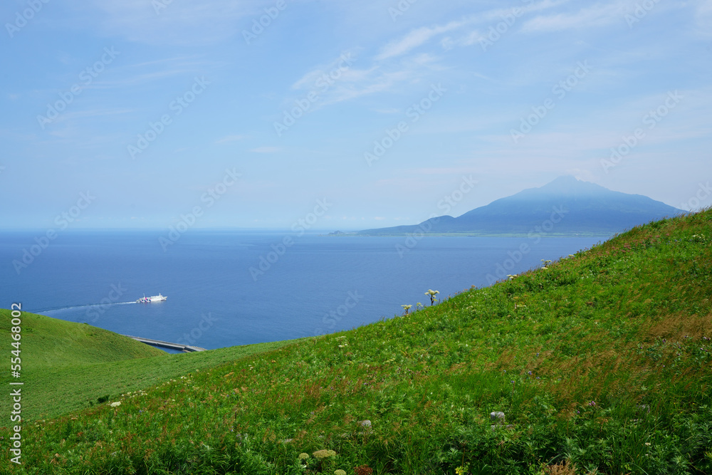 View of Rishiri island form Rebun island in Hokkaido