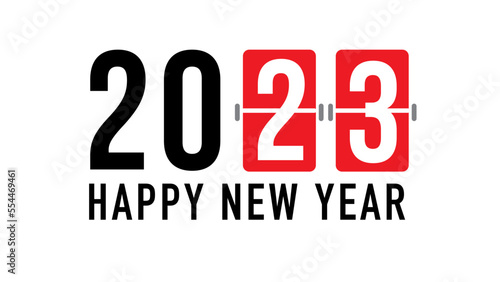 2023 Happy New Year greetings card with score board numbers vector illustration