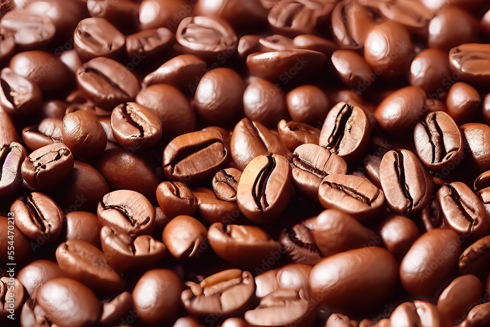 Macro Shot of Freshly Roasted Coffee Beans Generative AI Macro Shot of Freshly Roasted Coffee Beans Generative AI