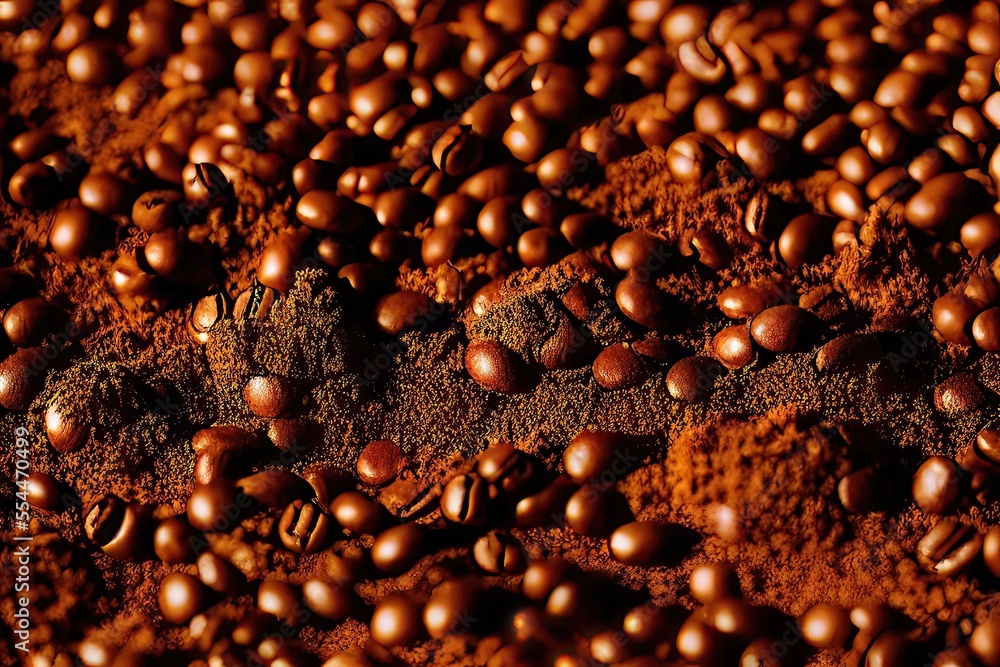 Close-Up of Freshly Roasted Coffee Beans Generative AI Close-Up of Freshly Roasted Coffee Beans Generative AI