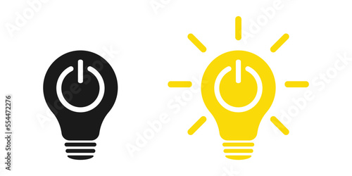 Lamp with icon turn on turn off. Illustration
