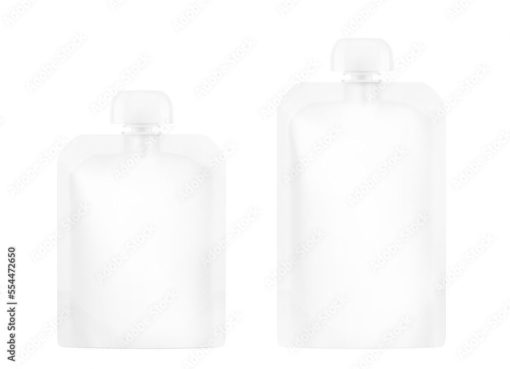 Pouch bag with round cap mockups. Vector illustration isolated on white background. Front view. Can be use for template your design, presentation, promo, ad. EPS10. Pouch bag with round cap mockups. Vector illustration isolated on white background. Front view. Can be use for template your design, presentation, promo, ad. EPS10.