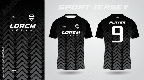 black t-shirt sport jersey design