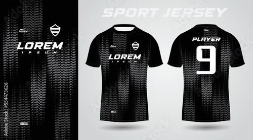 black t-shirt sport jersey design