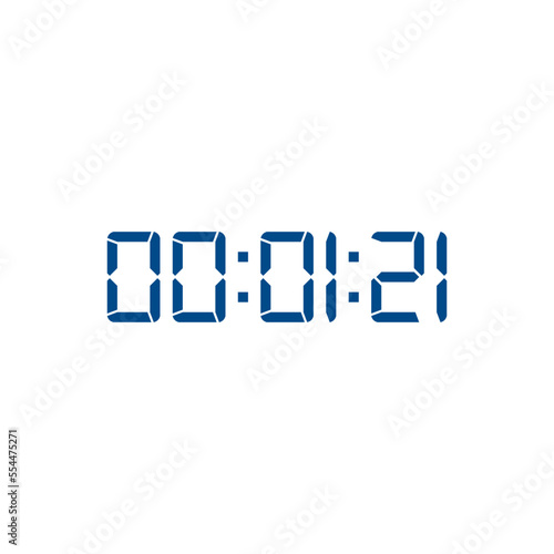 Digital clock icon isolated on clean background. Application icon. Vector. 