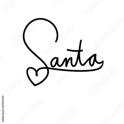 Autograph of Santa Claus. Calligraphic signature for Christmas cards, gifts, packaging, stickers, etc. Vector isolated illustration