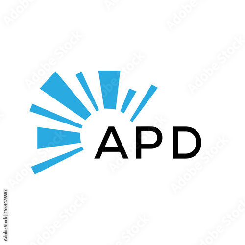 APD letter logo. APD blue image on white background and black letter. APD technology  Monogram logo design for entrepreneur and business. APD best icon.
