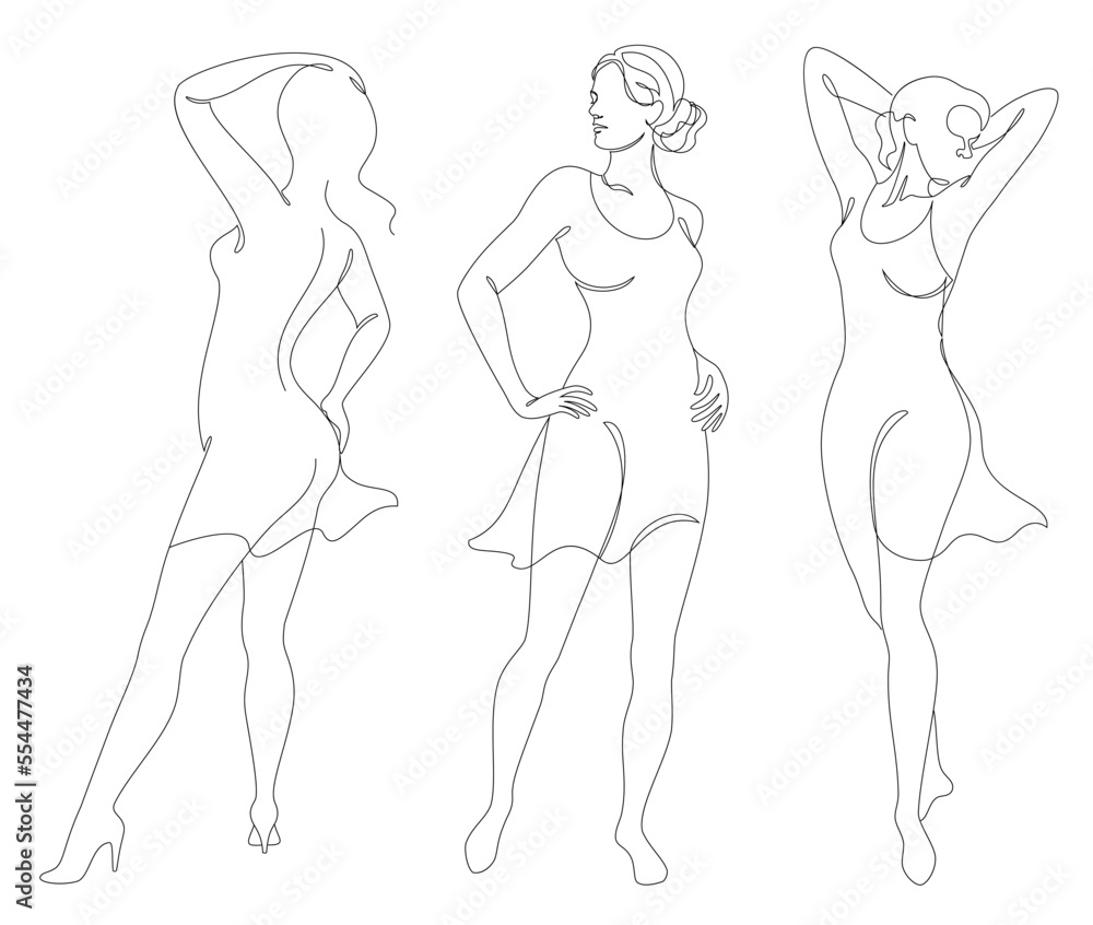 Collection. Girl silhouettes in modern single line style. Women's line art continuous line drawing, decor aesthetic outline, posters, wall art, stickers, logo. Vector illustration set. Collection. Girl silhouettes in modern single line style. Women's line art continuous line drawing, decor aesthetic outline, posters, wall art, stickers, logo. Vector illustration set.