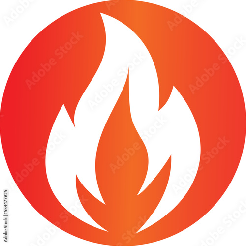 White flame in a fiery gradient circle