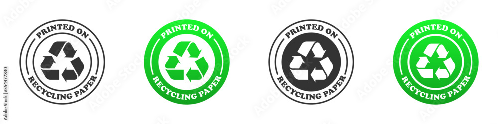 Printed on recycling paper icon. Vector illustration. Printed on recycling paper icon. Vector illustration.