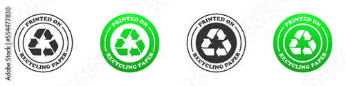 Printed on recycling paper icon. Vector illustration.