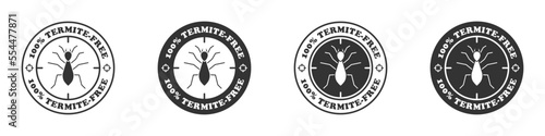 100% termite free icon set. Termite target icon. Vector illustration.