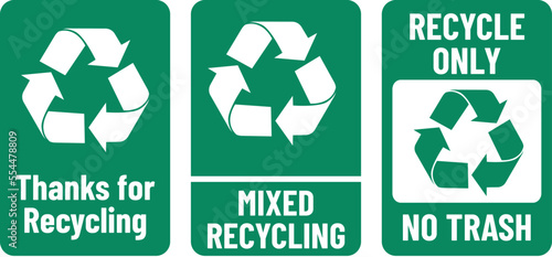 No trash, thanks for recycling green print ready sign vector