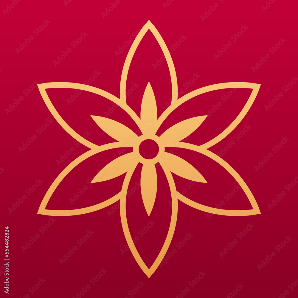 Sakura flower decorative element. Chinese traditional floral decorative element. Flower pattern. Isolated vector illustration