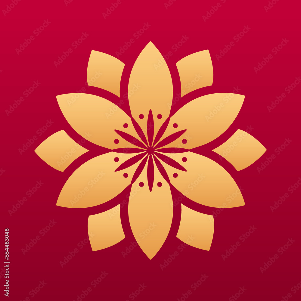 Lotus flower decorative element. Chinese traditional floral decorative element. Flower pattern. Isolated vector illustration Lotus flower decorative element. Chinese traditional floral decorative element. Flower pattern. Isolated vector illustration