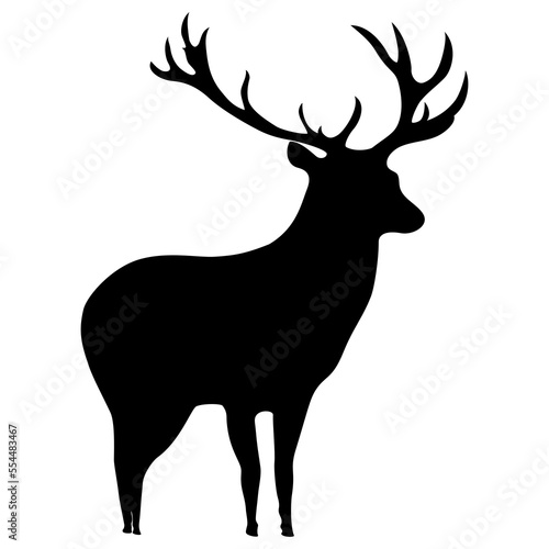 Graphic reindeer black silhouette element transparent © Wonderain