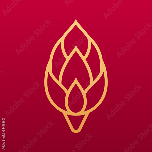 Chinese floral decorative element. Chinese traditional flower pattern. Isolated vector illustration. Lotus flower bud icon