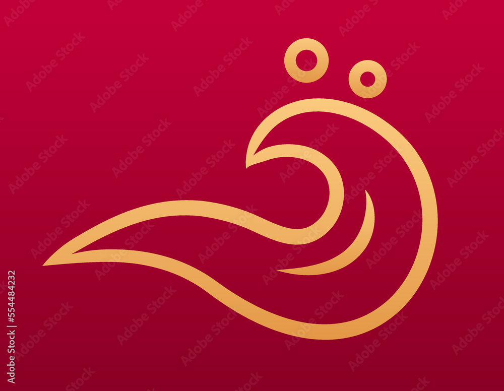 Obraz premium Sea wave chinese decorative element. Asian golden traditional illustration. Decoration elements