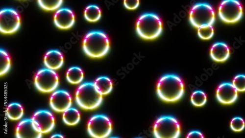 different colored circles on a black background
