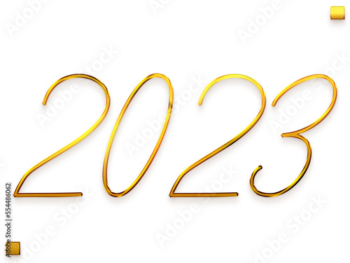2023 Numbers in Transparent PNG Stylish Cursive Alphabetical Minimalistic Golden Text