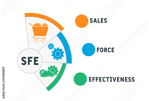 SFE Sales Force Effectiveness acronym. business concept background.  vector illustration concept with keywords and icons. lettering illustration with icons for web banner, flyer, landing pag