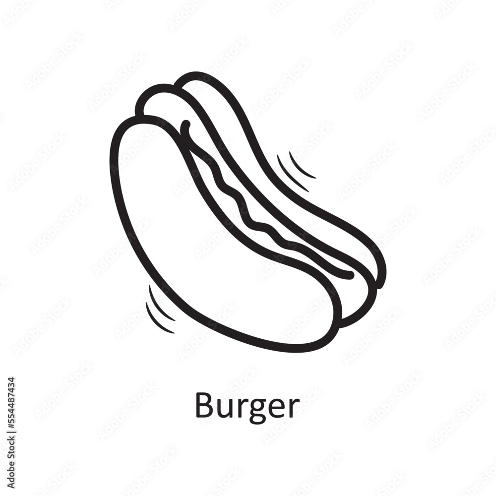Burger vector outline Icon Design illustration. Food and Drinks Symbol on White background EPS 10 File Burger vector outline Icon Design illustration. Food and Drinks Symbol on White background EPS 10 File