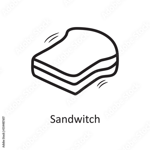 Sandwich vector outline Icon Design illustration. Food and Drinks Symbol on White background EPS 10 File