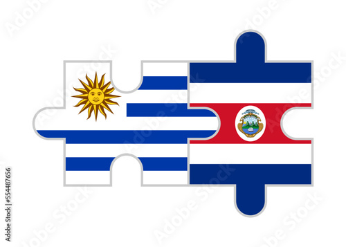 puzzle pieces of uruguayan and costa rican flags. vector illustration isolated on white background photo