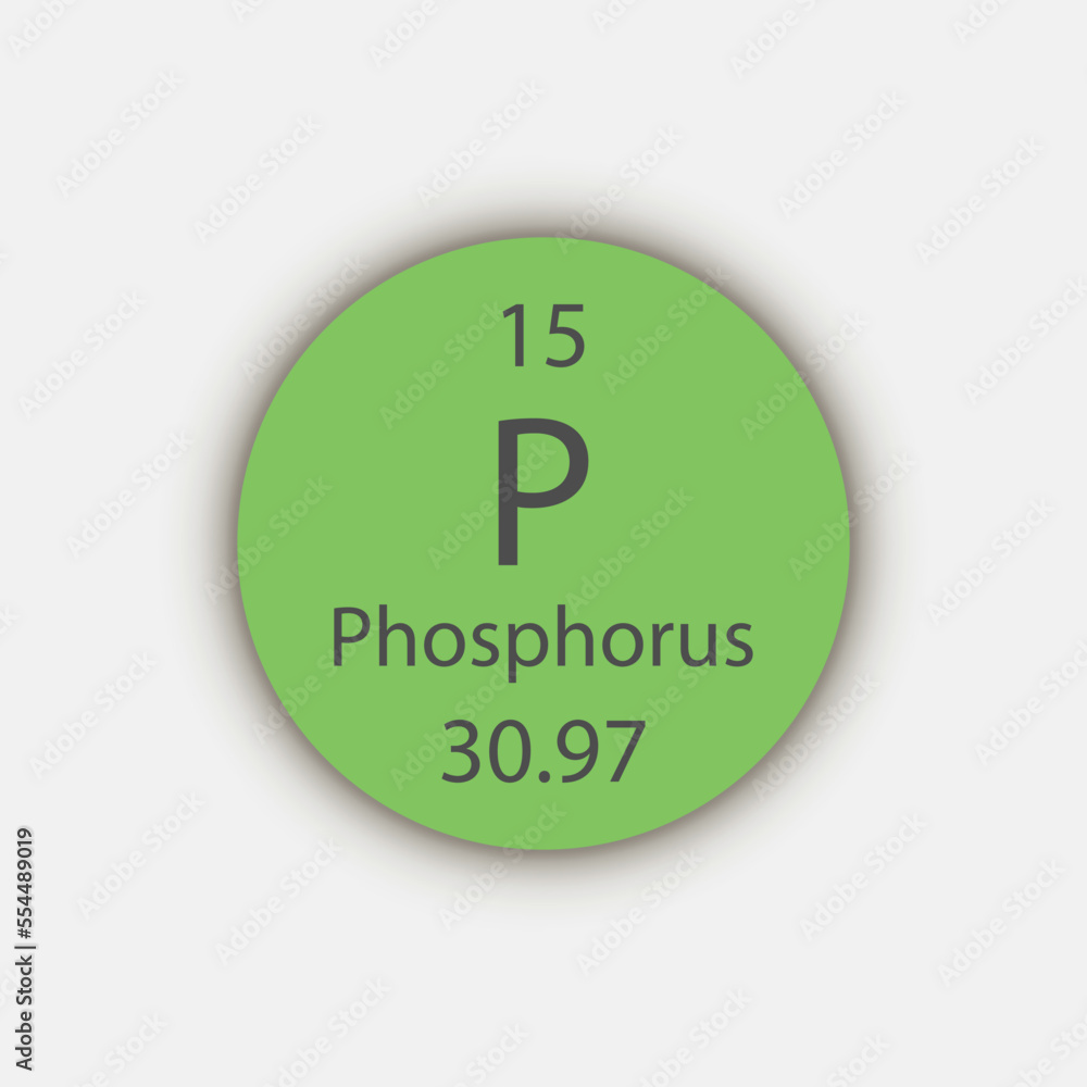 Phosphorus symbol. Chemical element of the periodic table. Vector illustration.