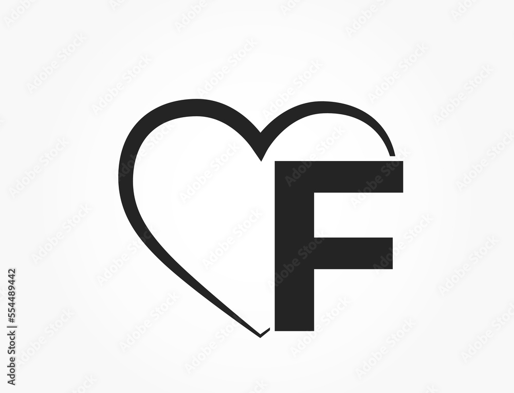 letter f and heart. text element for valentine's day design. romantic and love symbol letter f and heart. text element for valentine's day design. romantic and love symbol