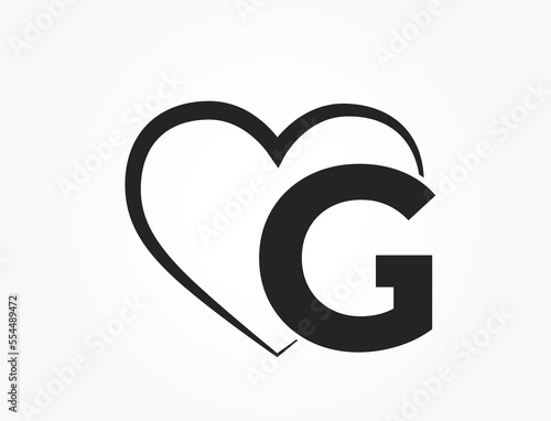 letter g and heart. alphabet element for valentine's day design. romantic and love symbol