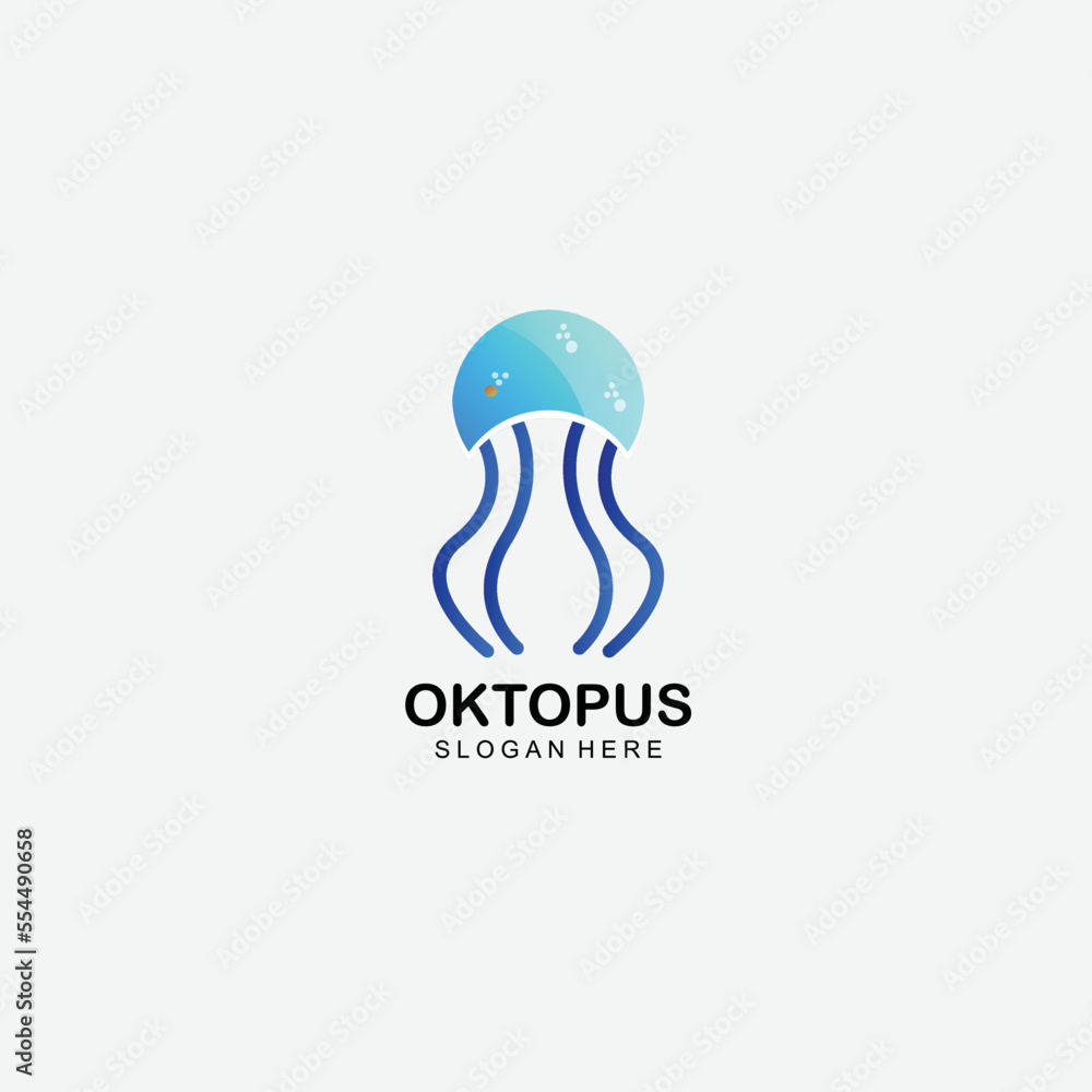 Obraz premium blue jellyfish design gradient colorful