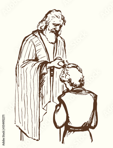 Anointing for the kingdom. Vector drawing