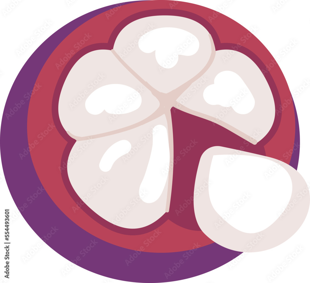 Cutted mangosteen icon cartoon vector. Fruit food. Eco mangosten Cutted mangosteen icon cartoon vector. Fruit food. Eco mangosten