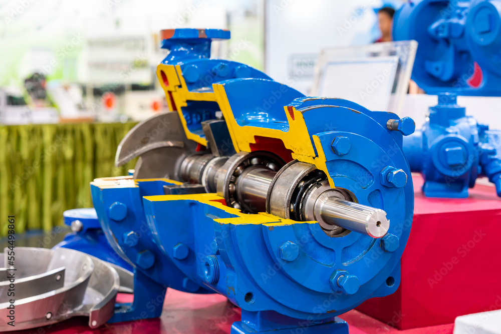 cross section present detail component inside centrifugal pump for industrial such as vane or impeller rotor shaft bearing housing casing etc. cross section present detail component inside centrifugal pump for industrial such as vane or impeller rotor shaft bearing housing casing etc.