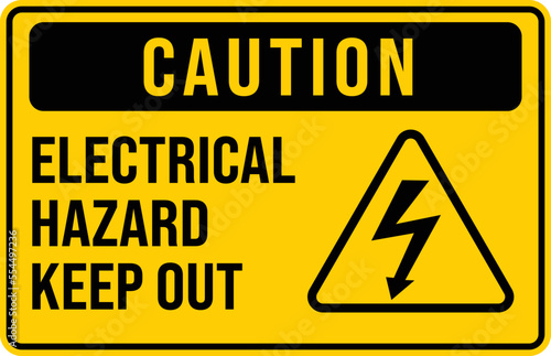 Caution, electrical hazard keep out print ready sign vector