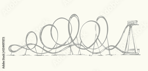 Roller coaster. Entertainment vector drawing